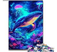 Puzzle psichedelici a forma di balena per adulti e adolescenti, puzzle impegnativi e difficili, ideali come regalo per tutta la famiglia (26x38cm)