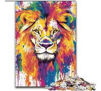 Puzzle psichedelici a forma di leone per adulti e adolescenti, giocattoli che creano dipendenza e stimolano l'intelligenza cerebrale, regali di compleanno per bambini dai 14 anni in su (50x75cm)