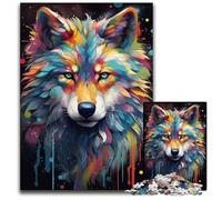 Puzzle psichedelici colorati dei lupi polari per adulti 1000 pezzi puzzle in legno per adulti per decorazioni per la casa allenamento del cervello e regali per le feste 1000 pezzi (75x50cm)