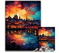 Puzzle psichedelici colorati del Castello di Praga per adulti 1000 pezzi. Puzzle di carta per adulti regalo perfetto per compleanni e festività. Ideale per Natale 1000 pezzi (38x26 cm).