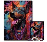 Puzzle psichedelici colorati del futuro Doberman per adulti Puzzle da 1000 pezzi per adulti Gioco interattivo per famiglie Fai da te Decorazione per la casa Sfida mentale Regalo 1000 pezzi (38x26 cm)