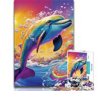 Puzzle psichedelici delfini, puzzle da 1000 pezzi per adolescenti, ideali come regalo per tutta la famiglia, adatti per bambini di età compresa tra 14 e 38 anni (38x26cm)