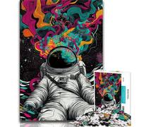 Puzzle psichedelici di astronauti per adolescenti, difficili da completare ma divertenti e umoristici, con poster abbinato e foglio di quiz 50x75cm