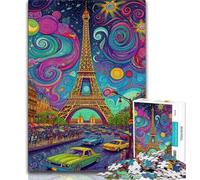 Puzzle psichedelici Eiffel per adolescenti Puzzle da 1000 pezzi, giochi divertenti Ogni pezzo è unico - Gioco divertente e stimolante per tutta la famiglia 75x50cm