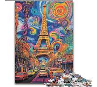 Puzzle psichedelici Eiffel per adulti e adolescenti, puzzle per età 14+, gioco, decorazione da parete, regali unici per compleanno e Natale (26x38cm)