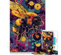 Puzzle psichedelico a forma di ape per adolescenti, 1000 pezzi, puro gioco di logica, tranquillo, rilassante, pulito, decorazione da parete 50x75cm