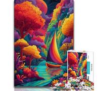 Puzzle psichedelico a forma di barca, 1000 pezzi, per adulti e adolescenti, giocattoli, giochi educativi, antistress, lista dei desideri con Babbo Natale (38x26cm)