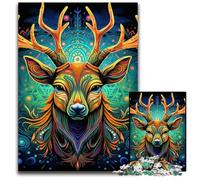 Puzzle psichedelico a forma di cervo, 1000 pezzi, in legno, per adulti, stimolante rompicapo per adolescenti, divertente serata di giochi in famiglia, 50x75CM/19,68x29,52 pollici.