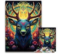 Puzzle psichedelico a forma di cervo, 1000 pezzi per adulti, rompicapo impegnativo, gioco per adulti, attività interattiva per famiglie, 50x75CM/19,68x29,52 pollici