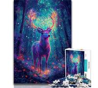 Puzzle psichedelico a forma di cervo nella giungla per adulti e adolescenti, antistress, sfida difficile, adatto per la decorazione del desktop, 50x75cm