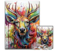 Puzzle psichedelico a forma di cervo per adulti, puzzle in cartone da 1000 pezzi per adulti, rompicapo impegnativo per adolescenti, divertente serata di giochi in famiglia 26X38CM/10,23x14,96 pollici