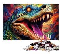 Puzzle psichedelico a forma di coccodrillo del Nilo, 1000 pezzi, per adulti, in legno, stimolante, fai da te, gioco decorativo, giocattolo interattivo per famiglie, 50x75CM/19,68x29,52 pollici.