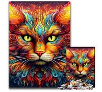 Puzzle psichedelico a forma di gatto, 1000 pezzi per adulti, puzzle in legno ideali per adolescenti e collezionisti, regalo da viaggio, attività per famiglie, 50x75CM/19,68x29,52 pollici