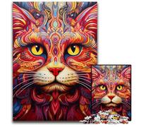 Puzzle psichedelico a forma di gatto da 1000 pezzi per adulti, perfetti per riunioni di famiglia, compleanni e feste, 50x75CM/19,68x29,52 pollici.