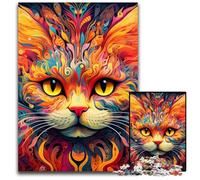 Puzzle psichedelico a forma di gatto per adulti, 1000 pezzi, regalo perfetto per familiari e amici, adatto dai 14 anni in su, 26X38CM/10,23x14,96 pollici.