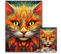 Puzzle psichedelico a forma di gatto per adulti, 1000 pezzi, regalo perfetto per familiari e amici, adatto dai 14 anni in su, 50x75CM/19,68x29,52 pollici.
