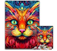 Puzzle psichedelico a forma di gatto per adulti, 1000 pezzi, regalo perfetto per familiari e amici, adatto dai 14 anni in su, 50x75CM/19,68x29,52 pollici.