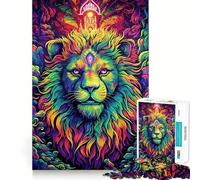 Puzzle psichedelico a forma di leone da 1000 pezzi per adolescenti, giocattolo che stimola la logica e allevia lo stress, con bordi di qualità, ideale come regalo di Babbo Natale (38x52cm)