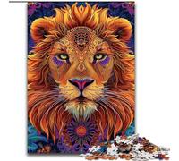 Puzzle psichedelico a forma di leone per adolescenti, 1000 pezzi, gioco stimolante e interazione tra genitori e figli in famiglia (26x38cm)