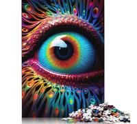 Puzzle psichedelico a forma di occhio umano, antistress, 100% in cartone riciclato, per adulti e bambini, 1000 pezzi (75x50 cm)