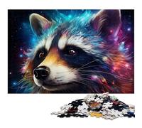 Puzzle psichedelico a forma di procione per adulti, puzzle in legno da 1000 pezzi per adulti, rompicapo impegnativo per adolescenti, divertente serata di giochi in famiglia 50x75CM/19,68x29,52 pollici
