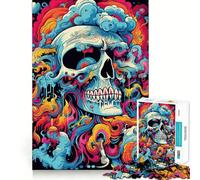 Puzzle psichedelico a forma di teschio da 1000 pezzi per adolescenti, gioco di abilità e ragionamento, momento di serenità, taglio preciso, (50x75cm)