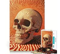 Puzzle psichedelico a forma di teschio per adulti, 1000 pezzi, rompicapo per la mente, assemblaggio lento, regalo perfetto (50x75cm)
