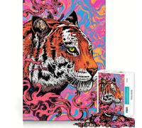 Puzzle psichedelico a forma di tigre da 1000 pezzi per ragazzi, gioco di memoria, gioco al chiuso, taglio fine, Babbo Natale, scegli 38x26cm