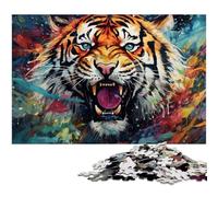 Puzzle psichedelico a forma di tigre per adulti, 1000 pezzi, regalo perfetto per familiari e amici, adatto dai 14 anni in su, 50x75CM/19,68x29,52 pollici.