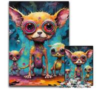 Puzzle psichedelico Chihuahua da 1000 pezzi per adulti, puzzle per adulti, regalo per stimolare la mente, attività educativa per adolescenti, 26X38CM/10,23x14,96 pollici.
