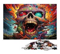 Puzzle psichedelico colorato a forma di teschio da 1000 pezzi per adulti, puzzle in cartone per decorazioni per la casa, allenamento del cervello e regali per le feste, 26X38CM/10,23x14,96 pollici.