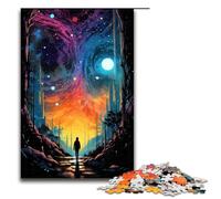 Puzzle psichedelico colorato da 1000 pezzi Camminando tra le stelle regalo per adulti lista dei desideri di Natale con Babbo Natale per adolescenti dai 14 anni in su 75x50 cm