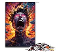 Puzzle psichedelico colorato da 1000 pezzi per adulti motivo: uomo al neon divertente per famiglie antistress sfida difficile 75x50 cm.