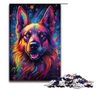 Puzzle psichedelico colorato da 1000 pezzi per adulti raffigurante un pastore tedesco puzzle in legno per adulti difficile e impegnativo 1000 pezzi (75x50 cm)