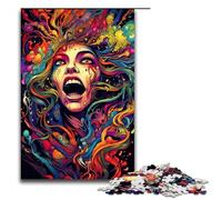 Puzzle psichedelico colorato da 1000 pezzi raffigurante una strega per adulti puzzle impossibile antistress per ragazzi dai 14 anni in su 75x50 cm.