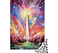 Puzzle psichedelico colorato del Monumento a Washington, divertente puzzle in cartone di alta qualità per adulti, regali di Natale, 1000 pezzi (75x50 cm)