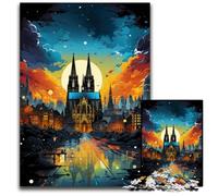 Puzzle psichedelico colorato della cattedrale di Colonia da 1000 pezzi per adulti. Puzzle per adulti per amanti dei viaggi e coppie. Giocattolo stimolante da 1000 pezzi (38x26 cm).