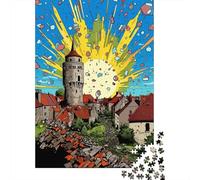 Puzzle psichedelico colorato delle mura della città di Visby, rompicapo in cartone di alta qualità per bambini e adulti, regali di Natale 1000 pezzi (75x50 cm)