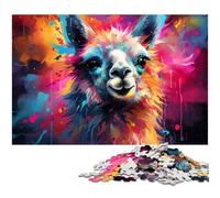 Puzzle psichedelico colorato di alpaca per adulti 1000 pezzi puzzle in legno regalo divertente 1000 pezzi (75x50 cm)