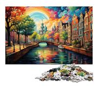 Puzzle psichedelico colorato nel quartiere dei canali di Amsterdam 1000 pezzi gioco educativo per adulti regalo di Babbo Natale segreto 1000 pezzi (38x26 cm)