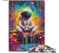 Puzzle psichedelico con astronauta, 2000 pezzi per adolescenti, giochi educativi fai da te con poster abbinato e foglio di quiz per età 14+ (70x100cm)