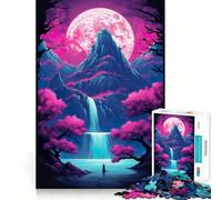 Puzzle psichedelico con cascata e luna per adulti, 1000 pezzi, rompicapo rilassante, immagine da assemblare, regalo di Natale (38x52cm)