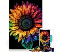 Puzzle psichedelico con girasoli da 1000 pezzi per adulti, gioco di logica, svago a casa, taglio preciso, regalo di cuore 50x75cm