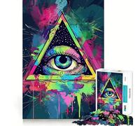 Puzzle psichedelico con occhio onniveggente per adolescenti, 1000 pezzi, gioco cognitivo, hobby tranquillo, bordo premium, regalo di Natale 38x26cm