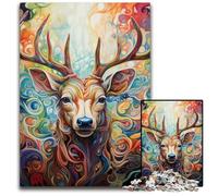 Puzzle psichedelico da 1000 pezzi a forma di cervo, in cartone, fai da te, decorazione, sfida per il cervello, per adulti, famiglia, regalo di Natale 26X38CM/10,23x14,96 pollici
