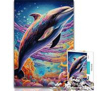 Puzzle psichedelico da 1000 pezzi a forma di delfino per adolescenti, regalo per decomprimere il cervello, giocattolo educativo, regali di Babbo Natale segreto (38x26cm)