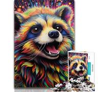 Puzzle psichedelico da 1000 pezzi a forma di procione,ideale come regalo per adolescenti,aiuta il cervello a esercitare i giocattoli che creano dipendenza e coltivano la pazienza,ottimo regalo