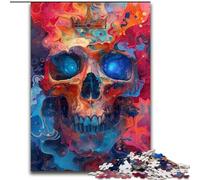 Puzzle psichedelico da 1000 pezzi a forma di teschio per adulti e adolescenti, giocattoli avvincenti per la decorazione della casa (26x38cm)