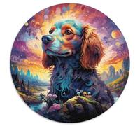 Puzzle psichedelico da 1000 pezzi con cane da pastore per adulti, puzzle rotondi da 1000 pezzi per adulti, regalo per stimolare la mente, attività educativa per adolescenti (67,5x67,5cm)