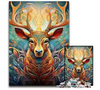 Puzzle psichedelico da 1000 pezzi con cervi per adulti. Puzzle impossibili per adulti, ideale come regalo di Natale e decorazione per la casa, 50x75CM/19,68x29,52 pollici.
